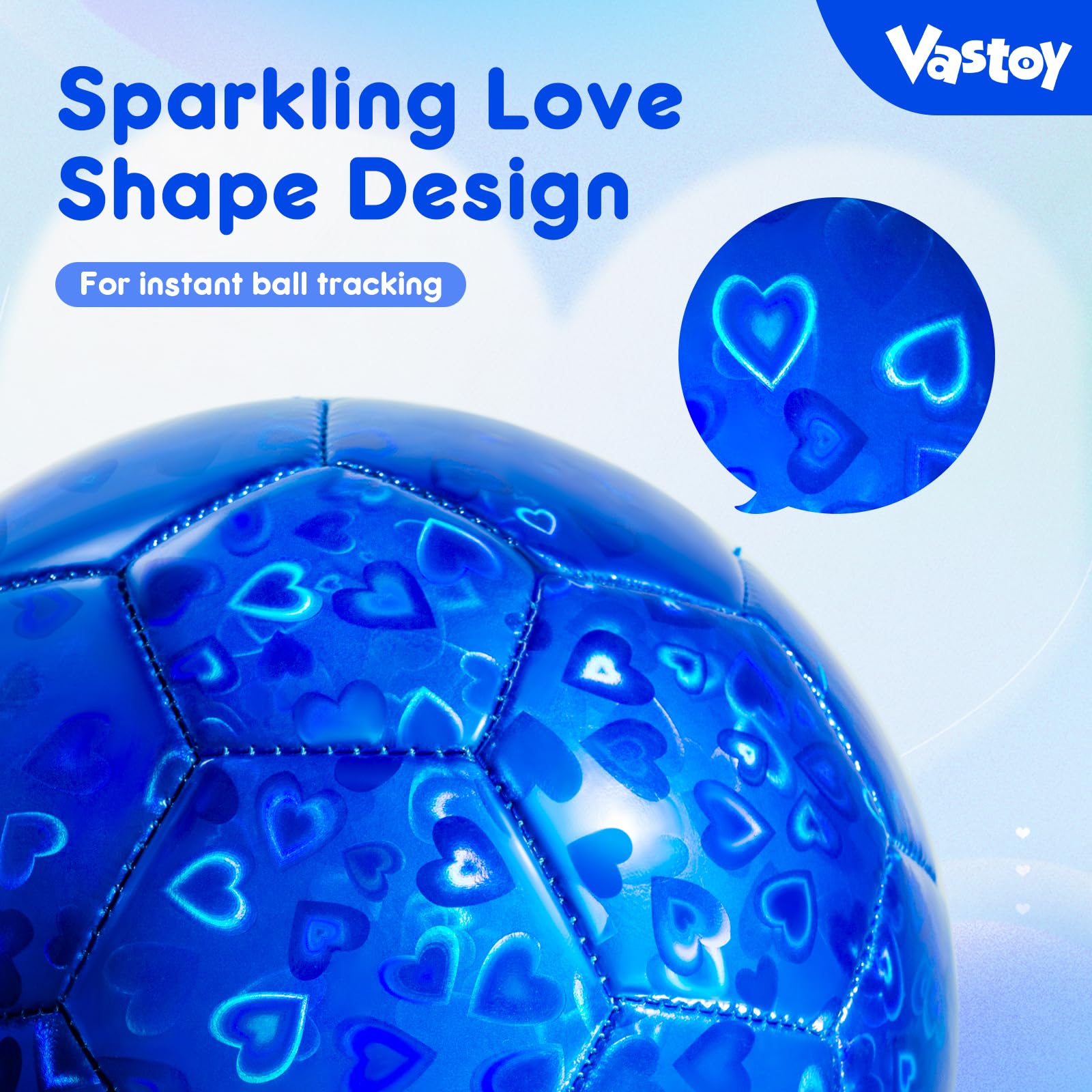 Vastoy Glittery Size 3 Kids Football for Age 3 4 5 6 7 8, 7 Inch Toddlers Football with Love Laser Pattern - Image 4