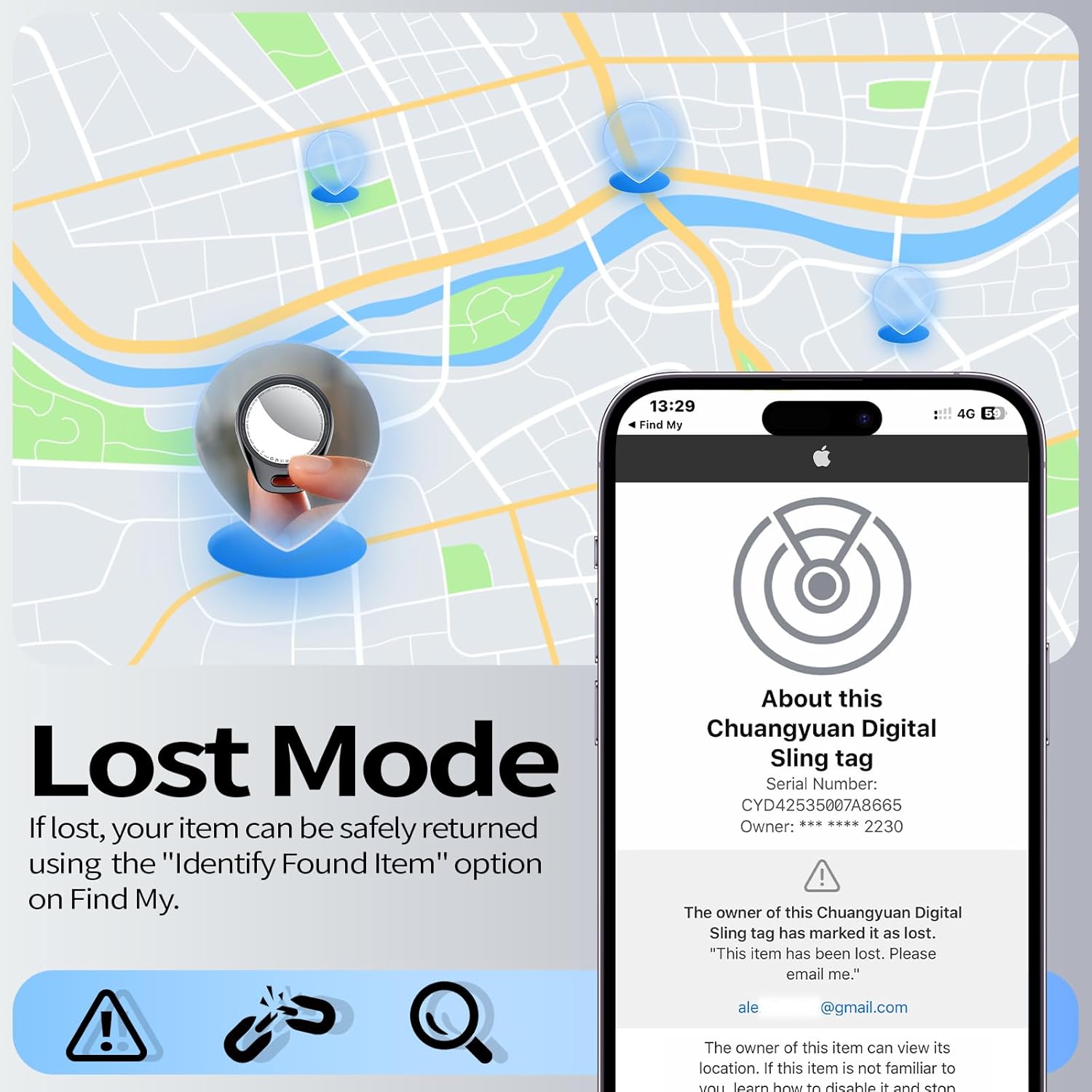 [iOS Only] Tukio Air Tracker Tags 4 Pack Black, [Apple MFi Certified] Bluetooth Key Finder & Smart Item Locator Work with Apple Find My for Keys/Luggage/Bags/Suitcases/Car, 365-Day Replaceable Battery - Image 7