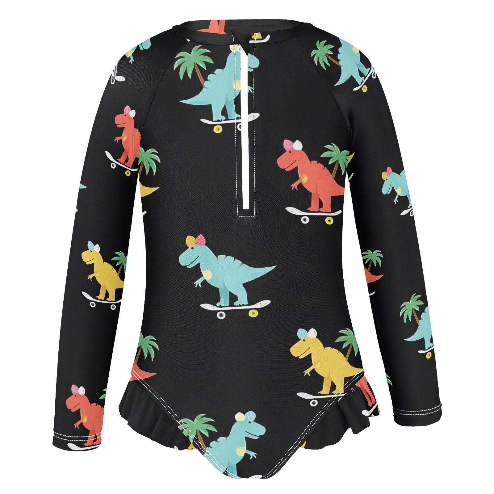 ALAZA Toddler Swimsuit Girl Bathing Suit Swimwear Rash Guard Dinosaur Coconut Tree Long Sleeve 3T