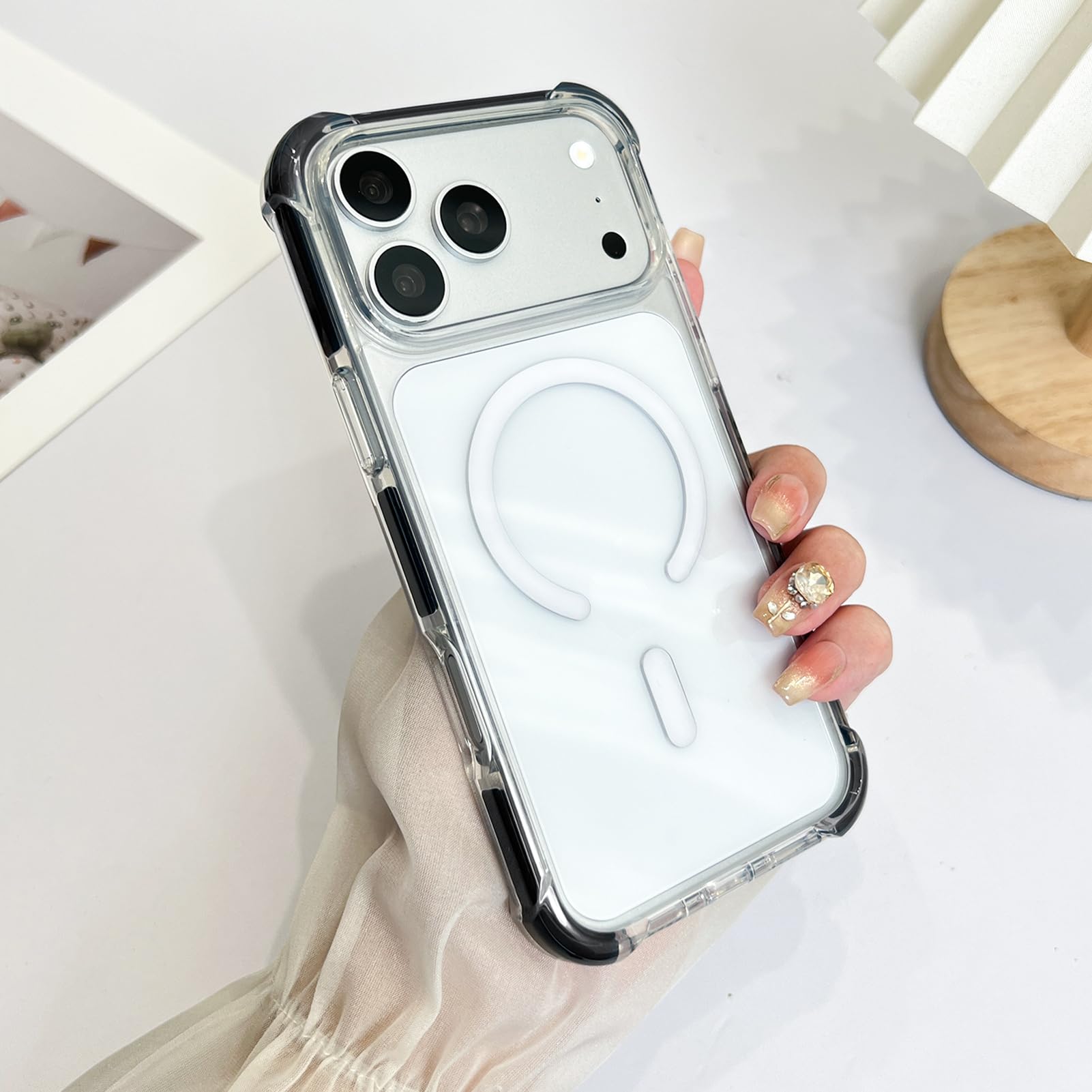 SAKUULO Custodia magnetica trasparente per iPhone 121 Pro 16 cm, nero