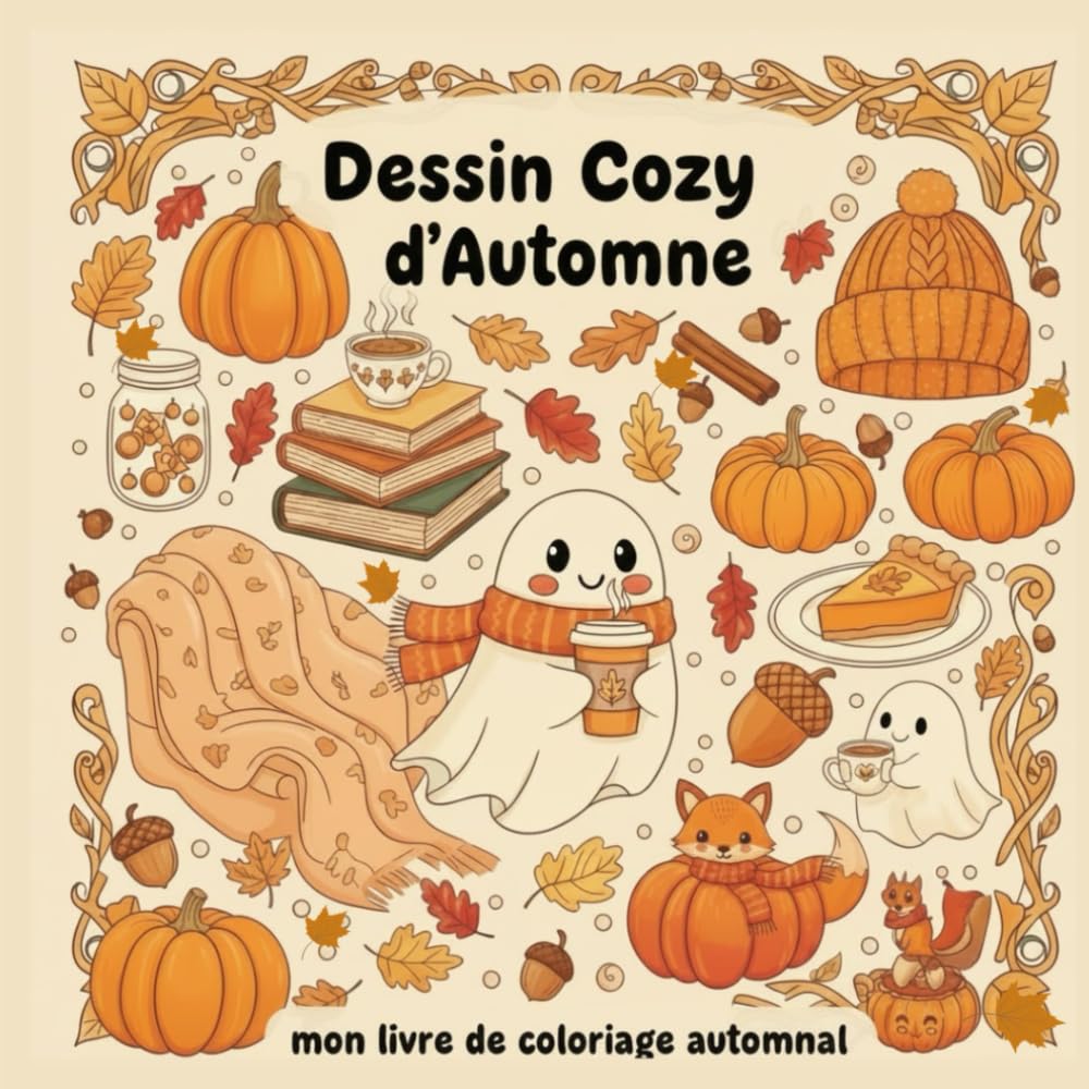 Dessin Cozy d’Automne : mon livre de coloriage automnal: 41 Illustrations Détente et Anti-Stress pour Adultes - Citrouilles, Plaids, Thé et Ambiance Hygge Automne Cozy
