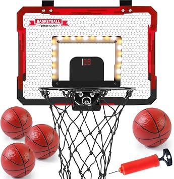 Large Basketball Hoop Indoor Adult Over the Door Basketball Hoop with Sturdy Backboard Large Basketball Toy for Men Kids Teens Boys Girls Gift Idea