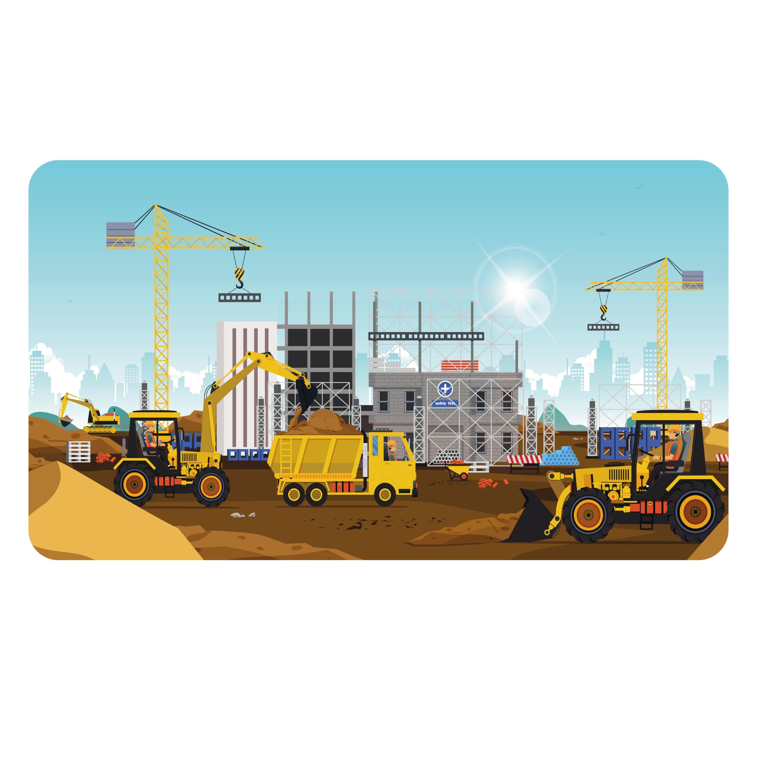 Lineo Desk Mat for Children, Construction Site Children's Desk Mat, Waterproof Table Mat, Desk Pad (80 x 40 cm)