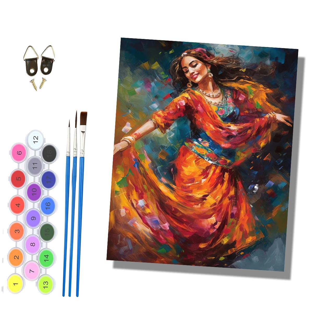 HONGPZH Paint by Numbers for Adults and Beginner Painting by Number Without Frame Oil Paintings on Canvas House Wall Decor 16x20in Indian Dancing Girl - 5