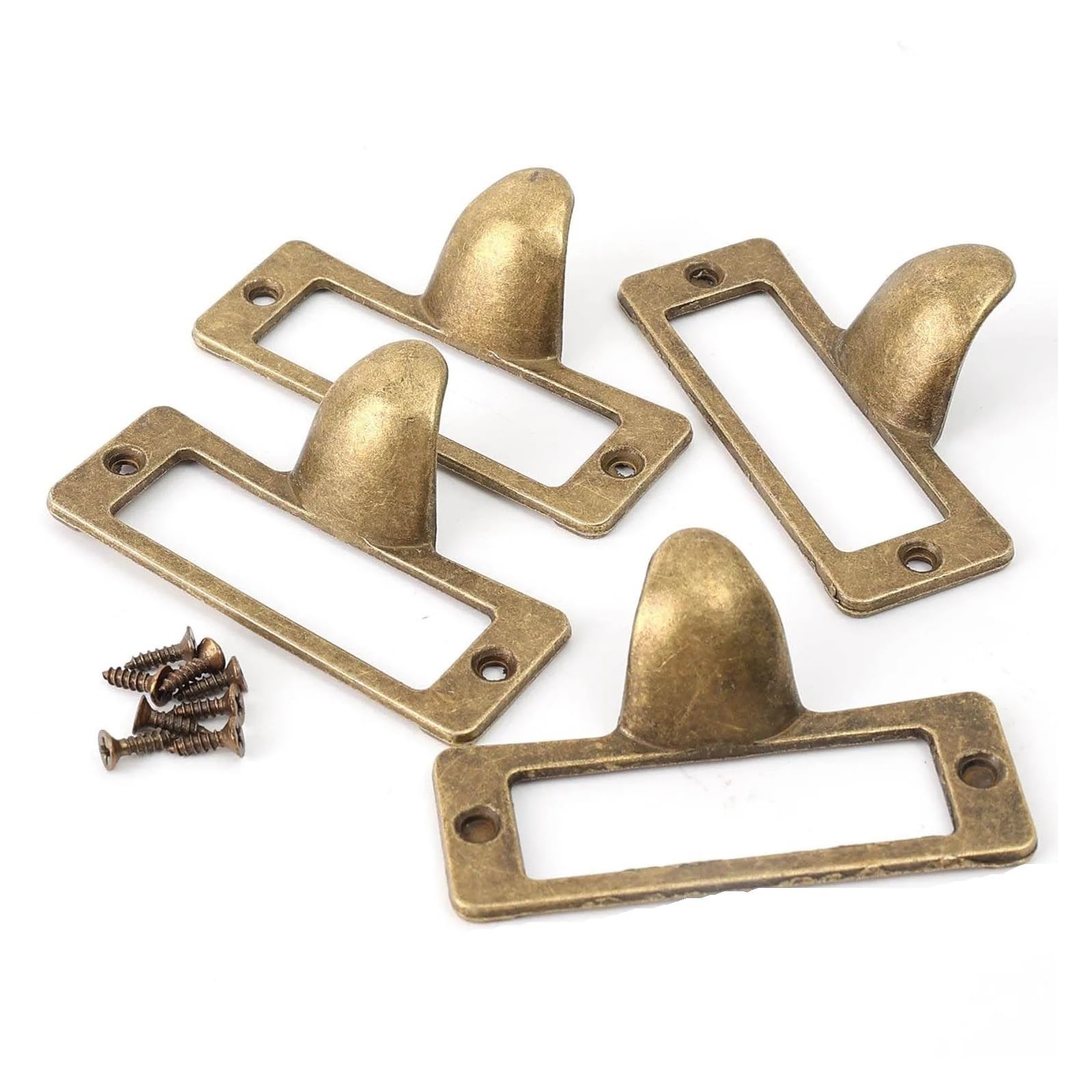 Cidegoo One Color 50Pcs Antique Brass Cabinet Drawer Label Pulls File Card Holder Frame For Office Desk