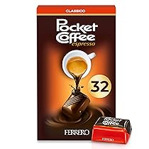 Ferrero Pocket Coffee – 32 Specialità Ripiene di Caffè Liquido, 100% Arabica, Racchiuso in un Guscio di Finissimo Cioccolato, Senza Glutine, Confezione da 400 gr