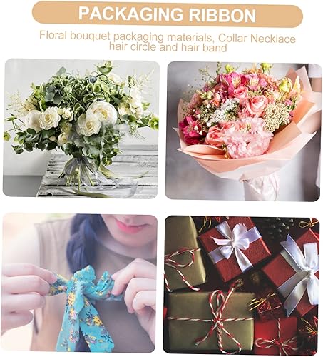 Miniatura 7 de NOLITOY 4 rollos de cinta de Navidad para manualidades, cinta para lazos, cinta de regalo, cinta de Navidad con cable, cintas de fiesta de Navidad,