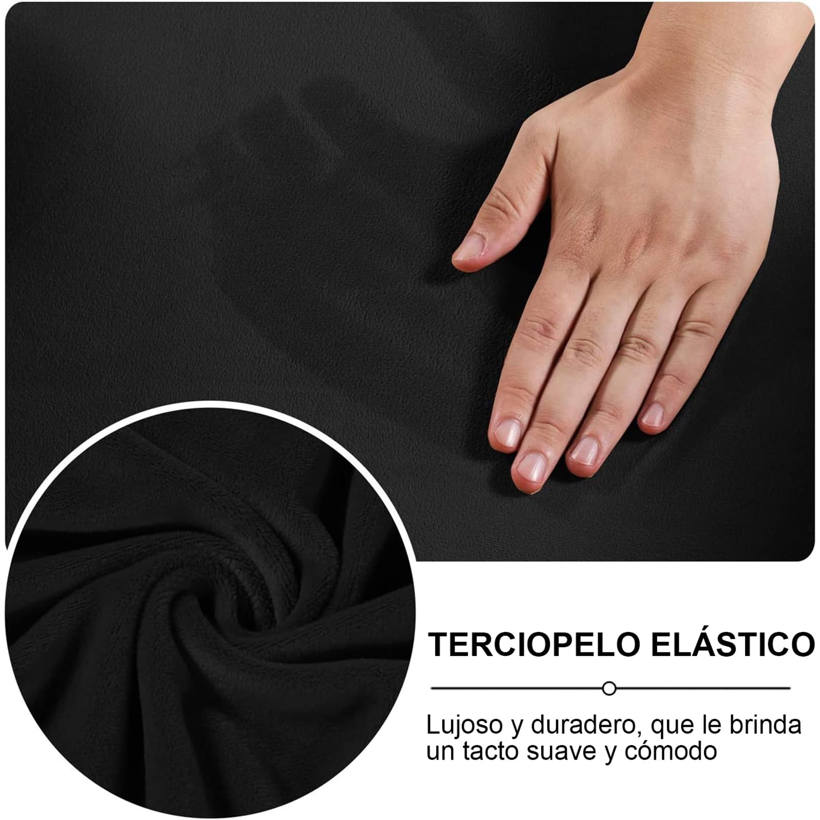 Fundas para Taburetes De Bar con Respaldo, Elástica Terciopelo Fabric Fundas para Taburetes Altos De Cocina Extraíble Respaldo Bajo Giratorio Fundas para Sillas-Negro-4 Piezas