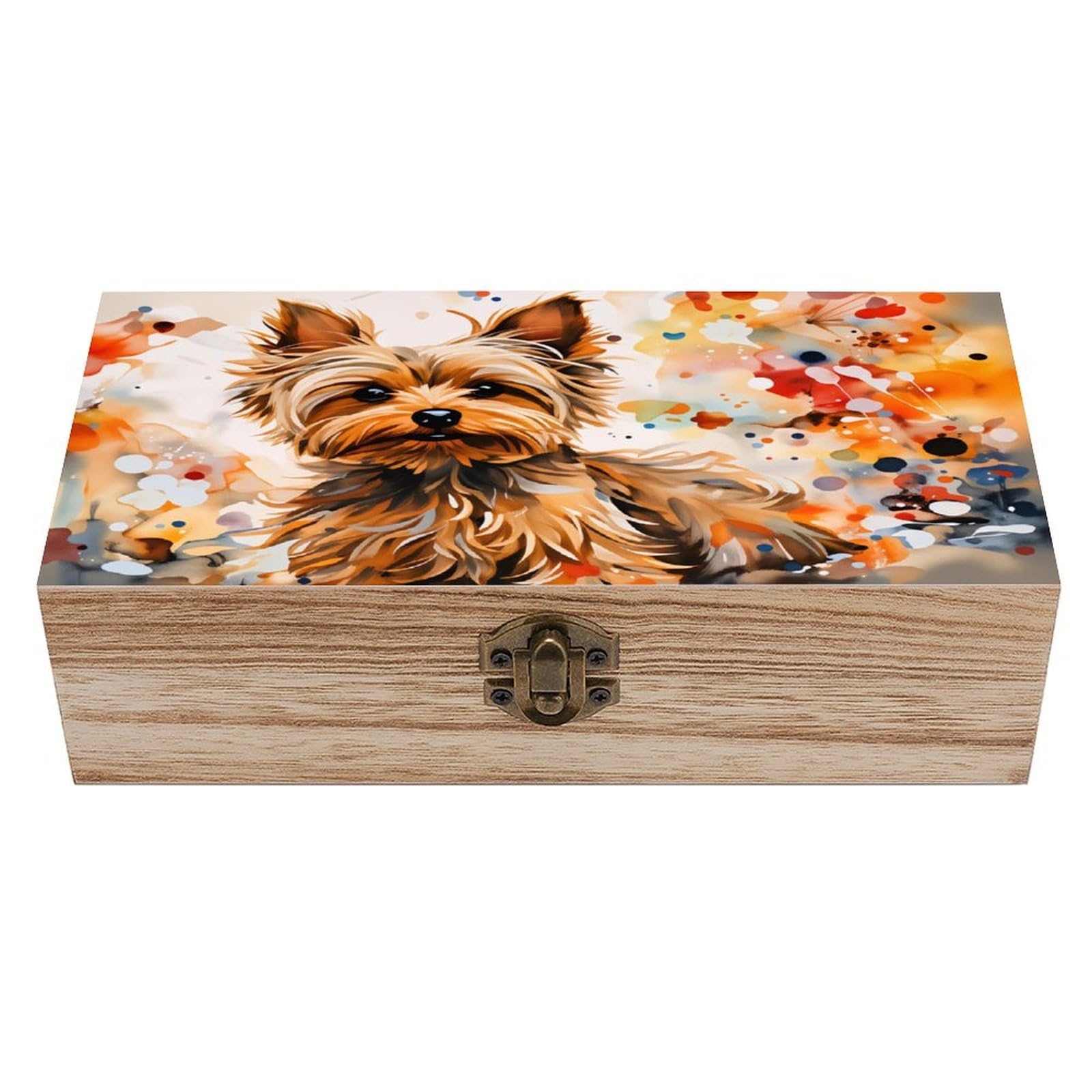 asbwuo Yorkshire Terrier Vintage Wooden Keepsake Box
