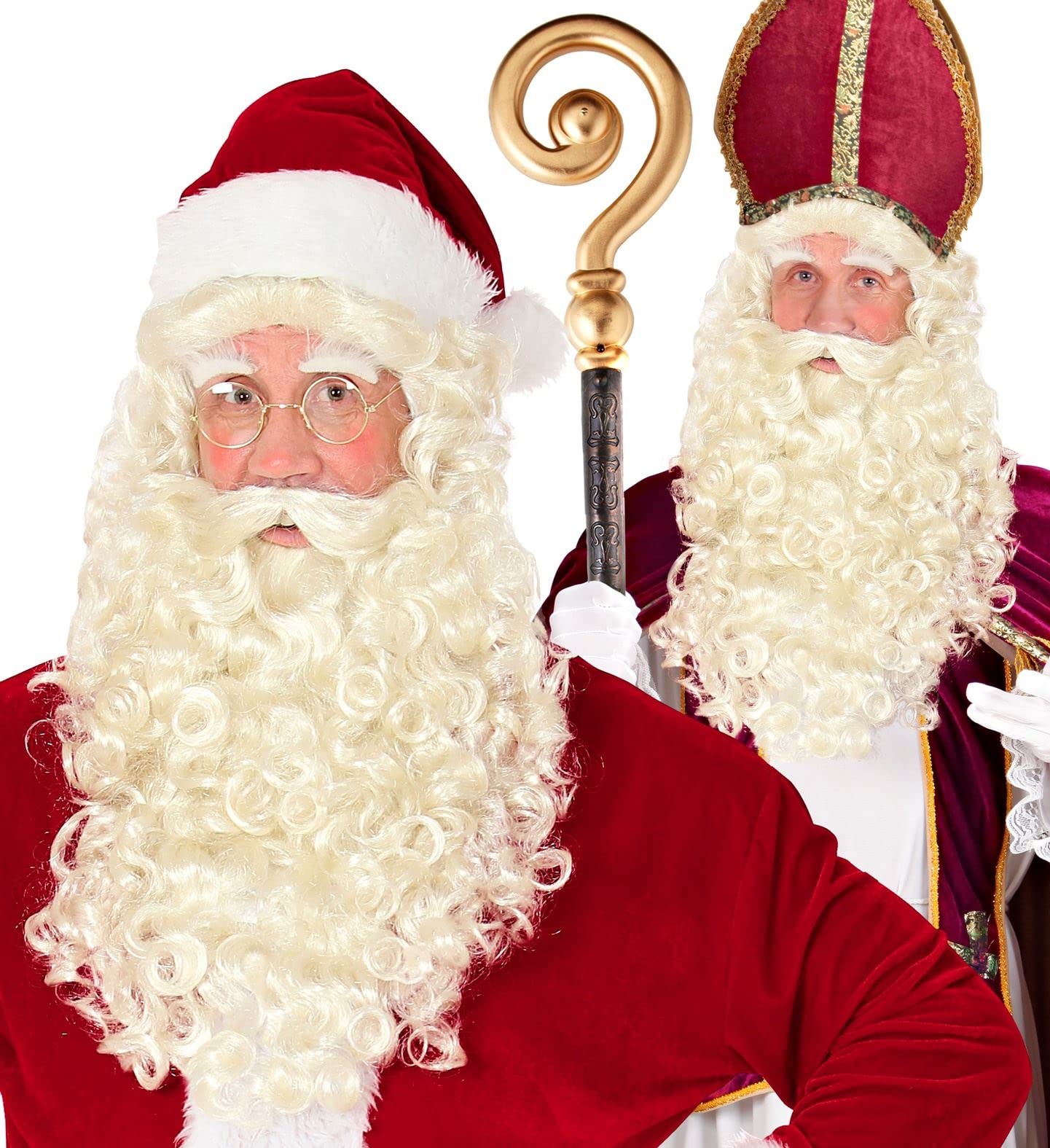 W WIDMANN MILANO Party Fashion 51641 - Perücke Weihnachtsmann/St. Nikolaus mit Bart, Schnurrbart und Augenbrauen, Santa Claus, Weihnachten, Motto-Party, Karneval