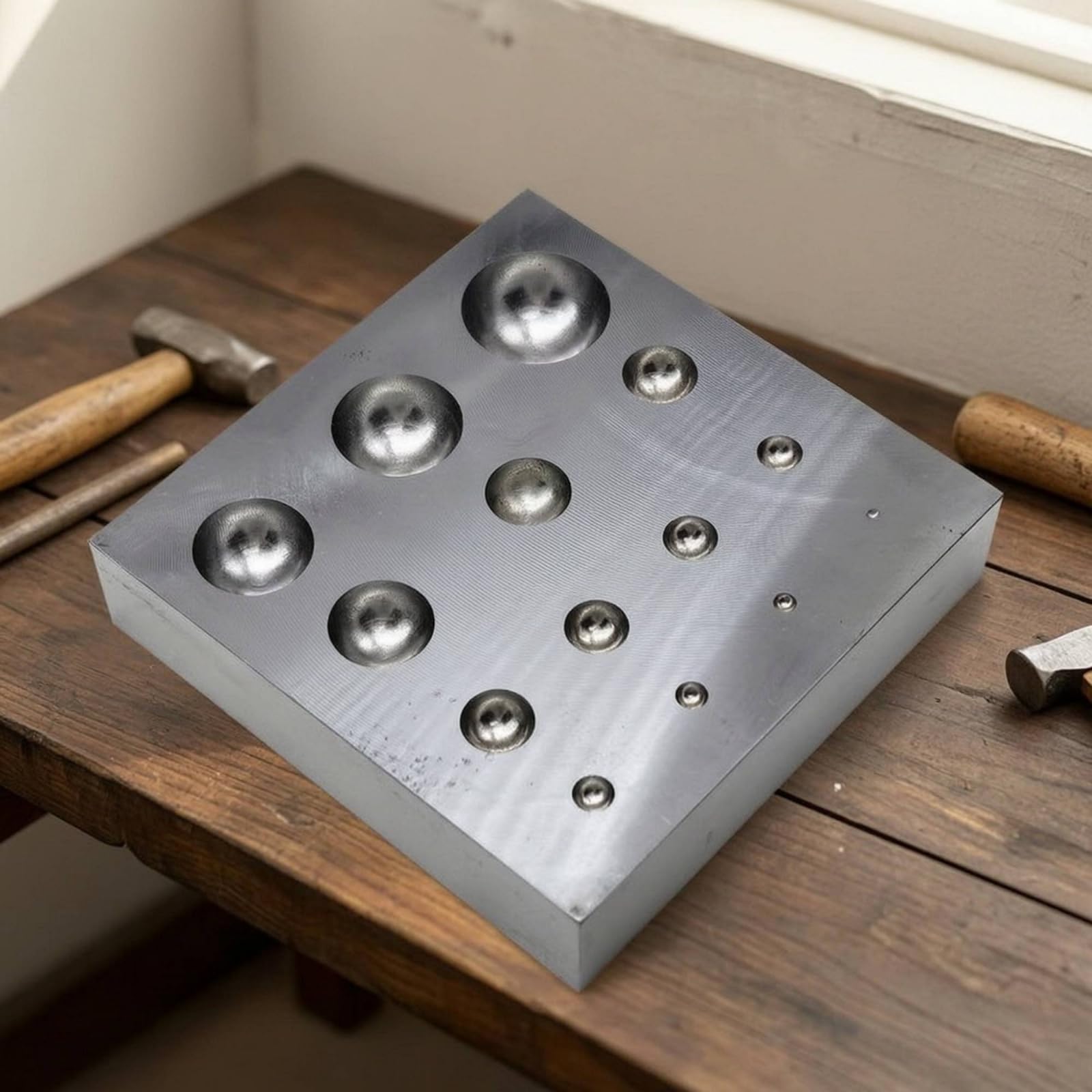 Jewelry Forming Anvil Schmuckamboss Formblock Treibblock Richtblock aus Stahl mit Polierten Hohlmulden für Präzises Formen Und Glätten für, A-Modell 102x64x34mm, 1580g, Lochgrößen 5-20mm