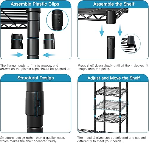 Miniatura 7 de Ulif L2 - Perchero en forma de L, perchero independiente resistente con 6 estantes de alambre y 4 barras para colgar, armario portátil - 44 pulgadas