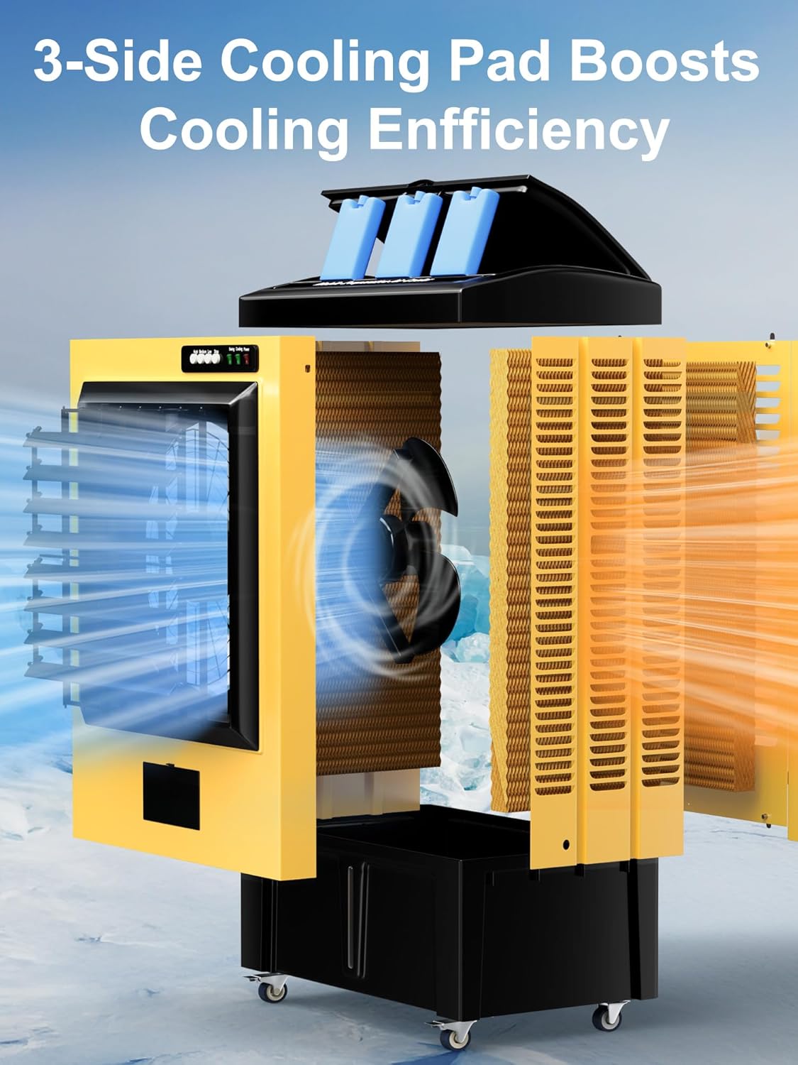 Uthfy 55" 8979 CFM Swamp Cooler, Large Evaporative Cooler with 36 Gal Water Tank, 3 Speeds, 120° Oscillation, 5 Ice Packs, Metal Frame Portable Air Conditioners for Outdoor, Patio, Shop, Yard, Factory