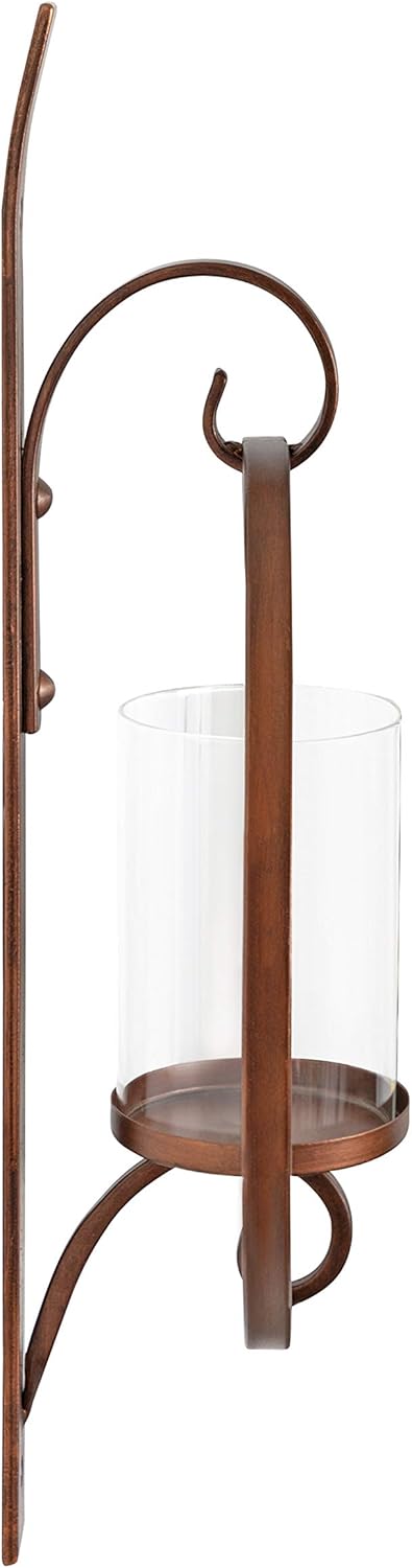 Kate and Laurel Doria Transitional Metal Wall Sconce, 12 x 22, Bronze, Chic Sconce and Candle Holder for Wall