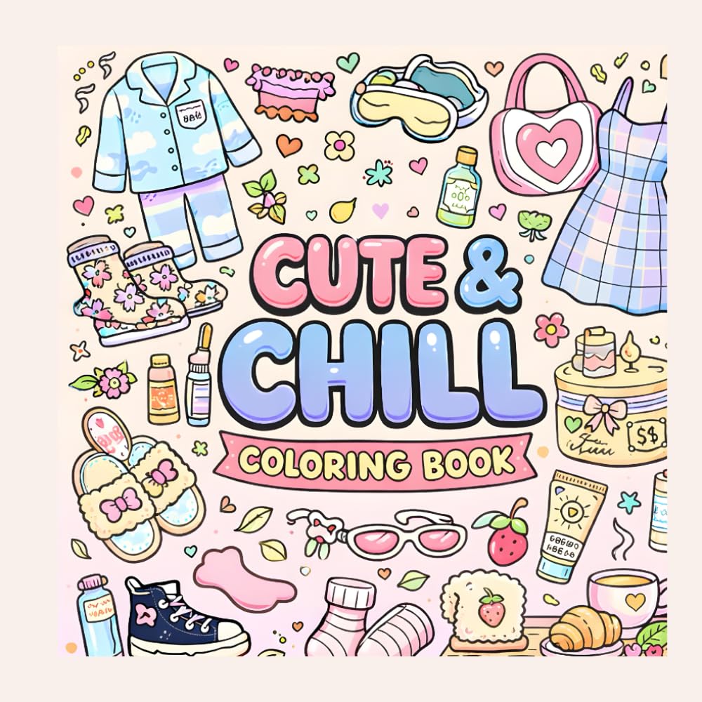 Cute & Chill Coloring Book: Fashion, Self-Care & Cozy Vibes