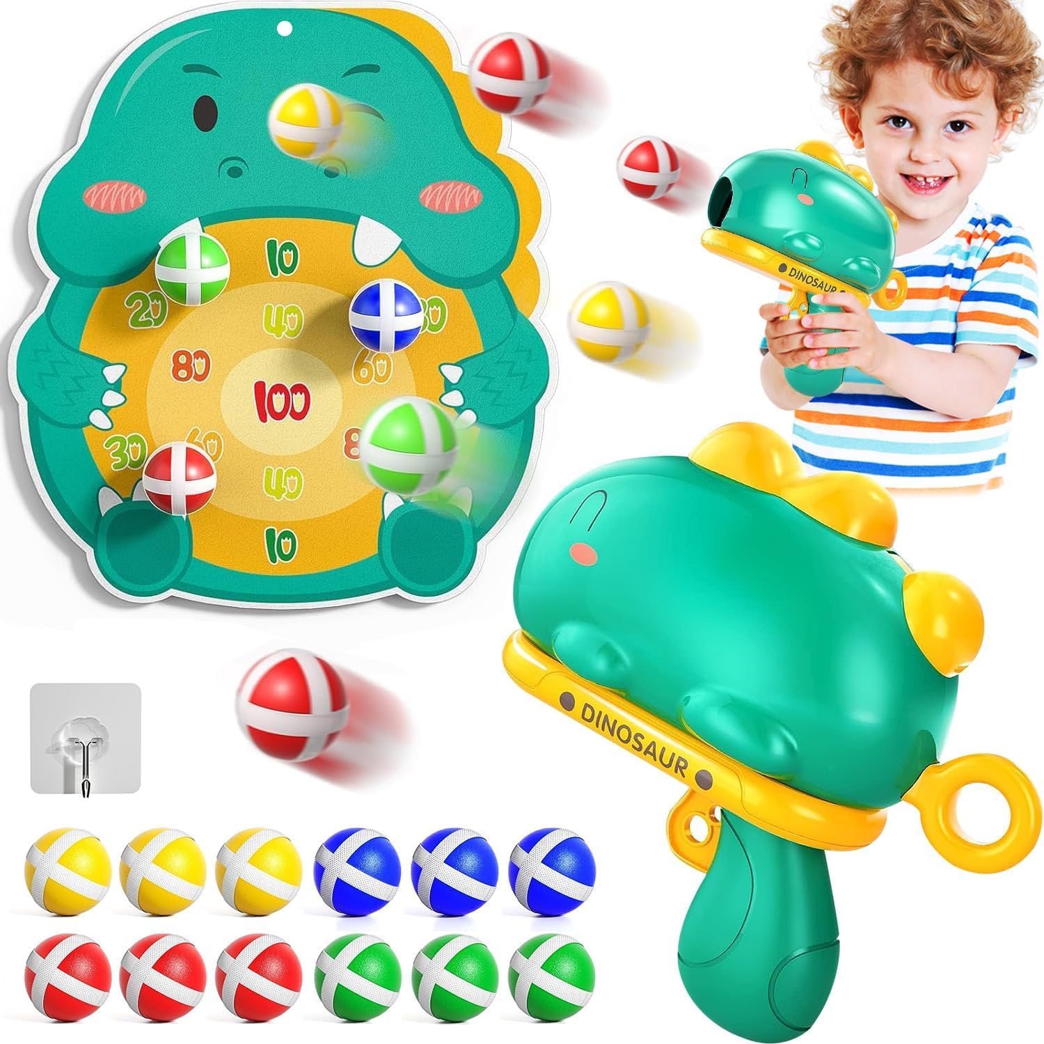 RAMNATH IMPEX Sticky Ball Toy Gun | Kids Blaster Gun Shooting Game Dinosaur Toys | Kids Dart Board Games Set Dinosaur Shooting Game Toy with 6 Balls for Indoor Outdoor Garden, Birthday Gifts (B0DGGMH8L6) Amazon Price History, Amazon Price Tracker