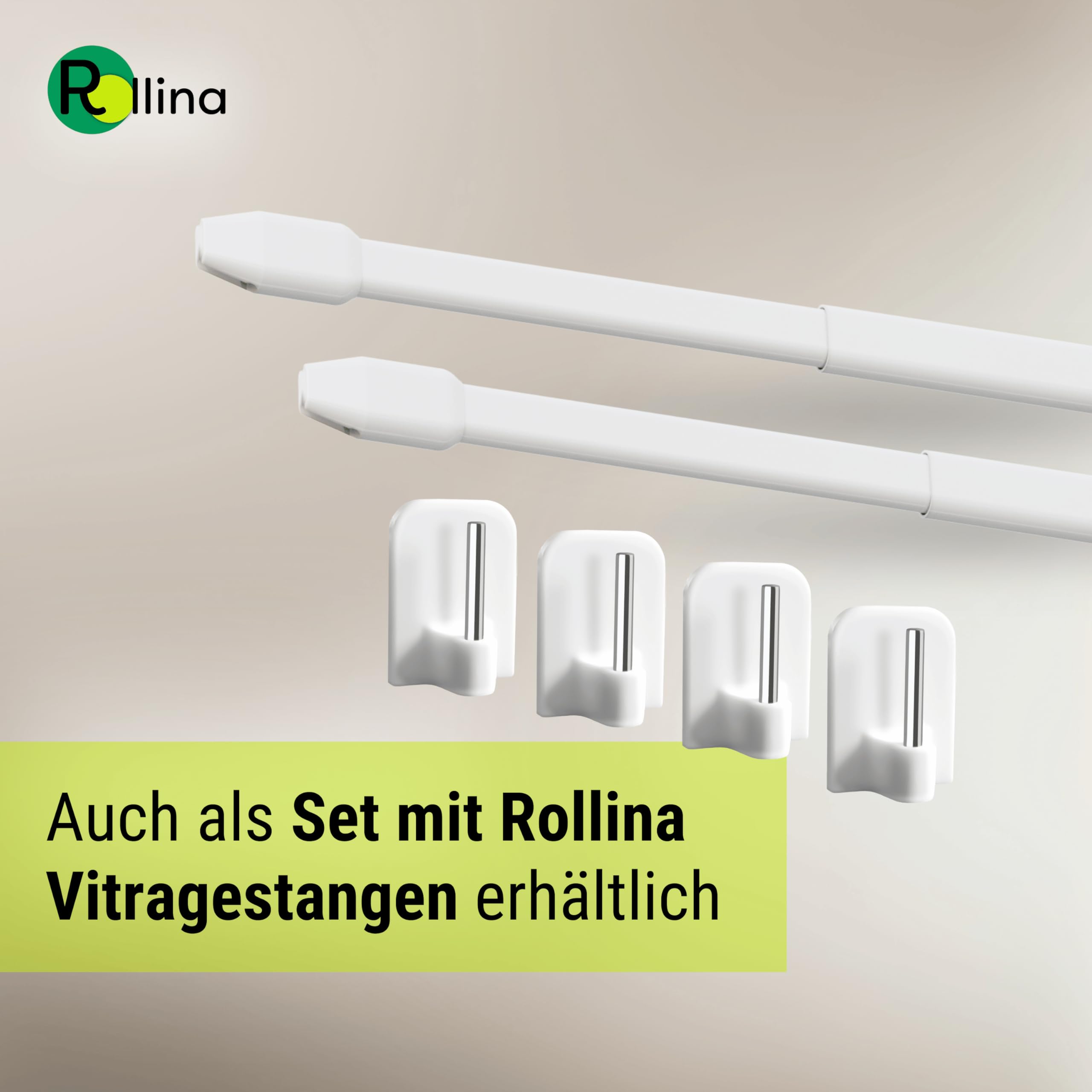 Rollina Klebehaken für Scheibengardinen (20 Stück) | Gardinenhaken für Gardinenstange ohne Bohren | Haken zum Einhängen | Fensterhaken, Gardinenhalter (20, Schwarz)