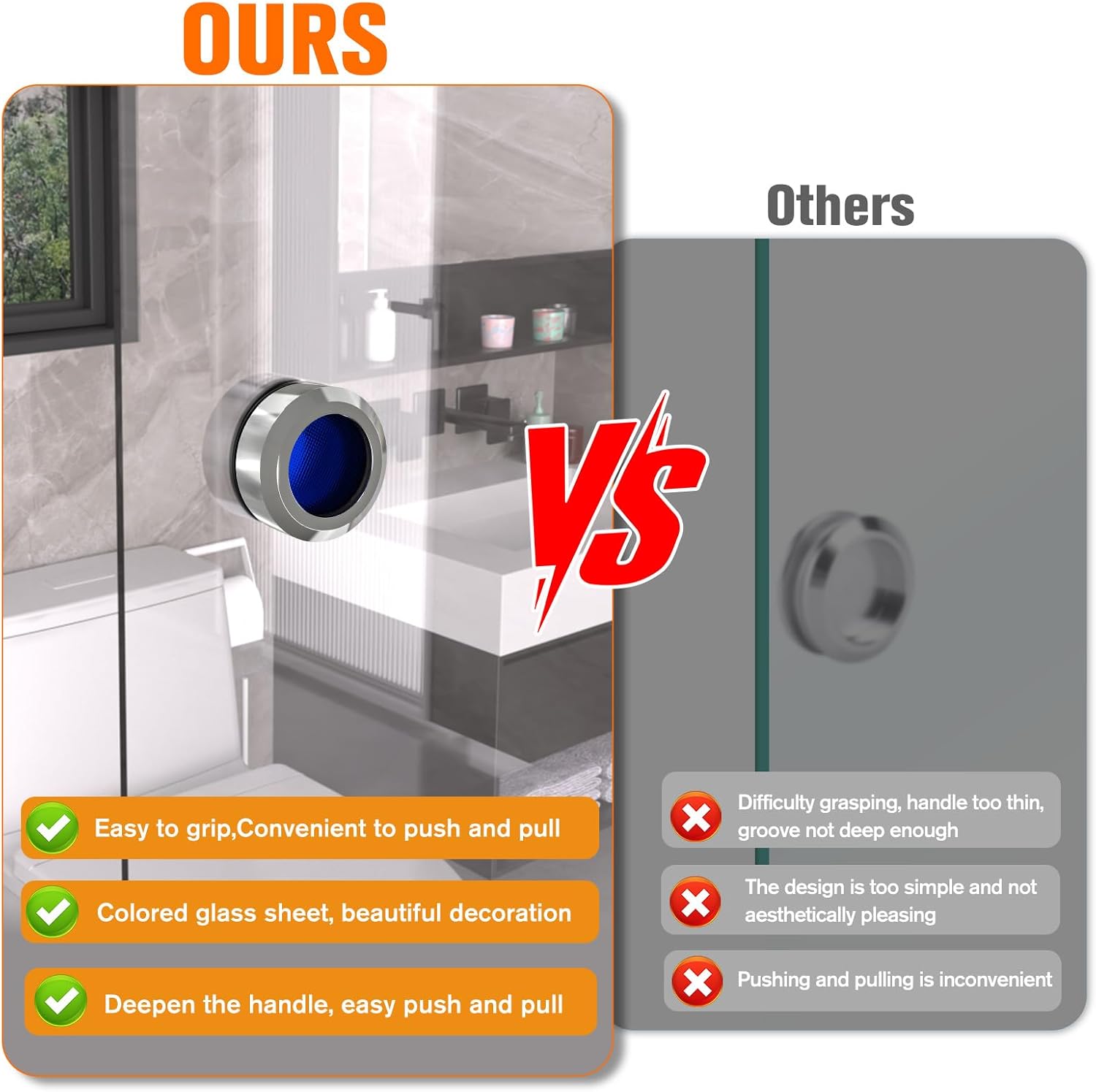 Shower Glass Brackets Mirror CHORME and Shower Glass Door knob Mirror CHORME