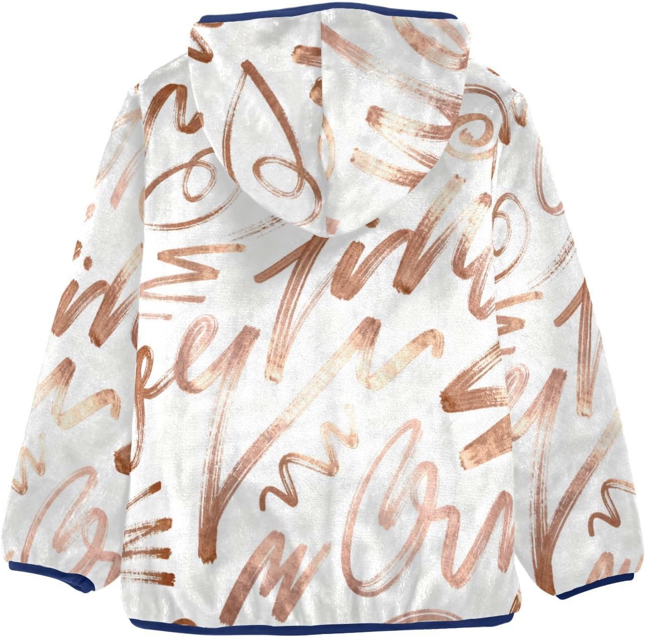 Rose Gold Words Kid Fleece Jacket Children Plush Coat Navy Blue Fall Baby Boys Clothes