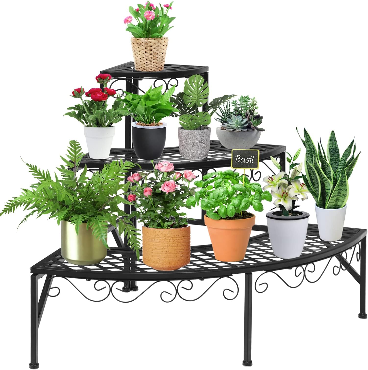 tectake® Pflanzentreppe, Blumenständer Metall, Blumenbank, Blumentreppe
