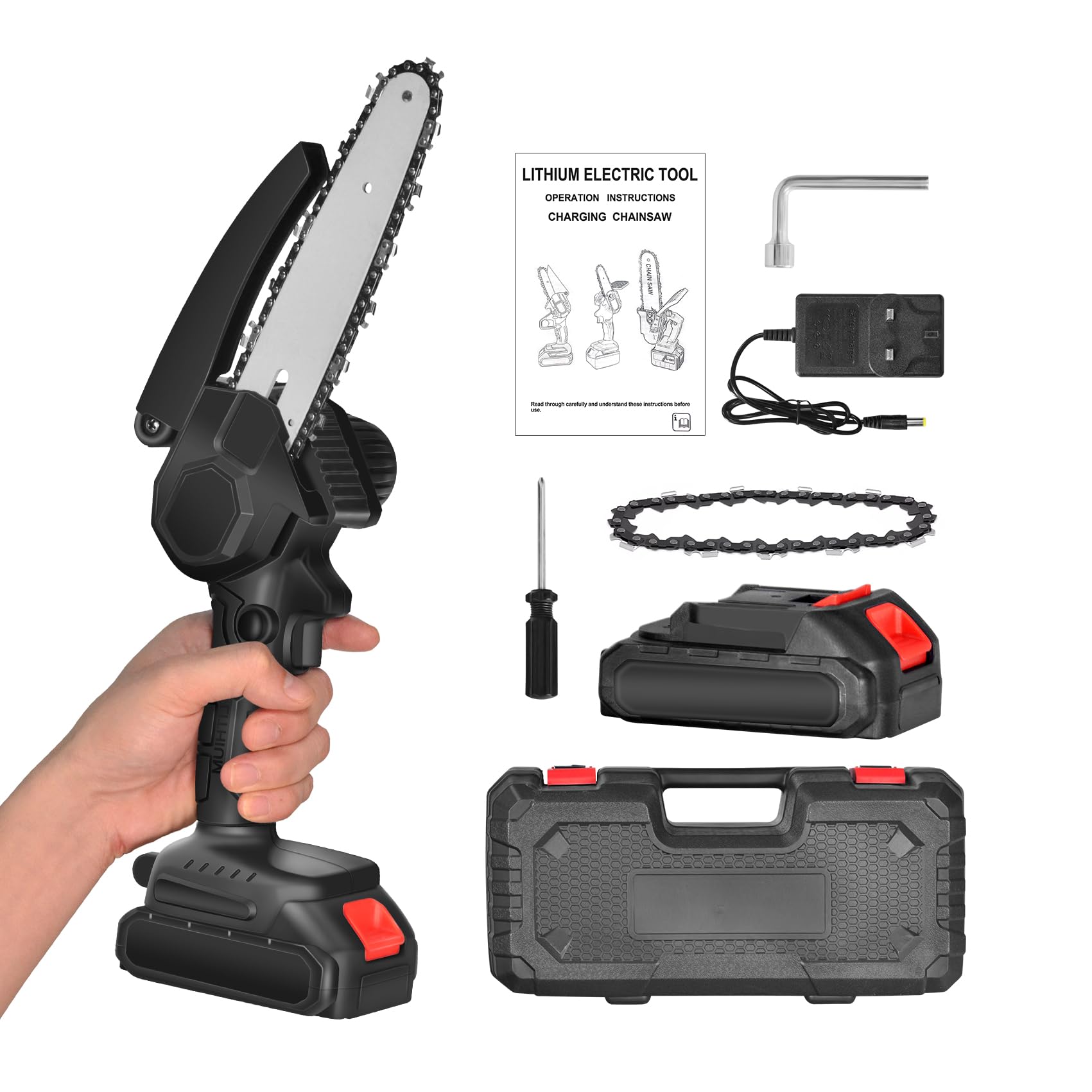 ICEPURE Mini motosega con batteria da 8000 mAh, 6 pollici