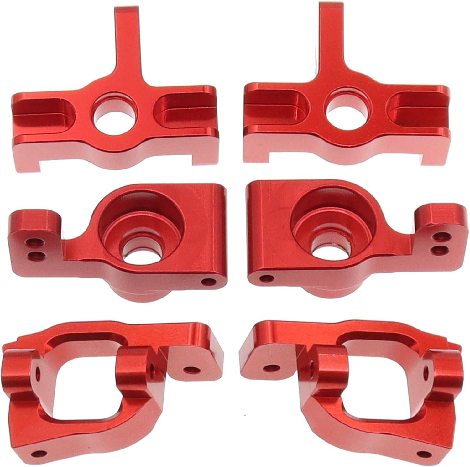 6PCS Metal Front Steering Cup&C seat&Rear Wheel hub Compatible with WLtoys Compatible with WLtoys 1/14 144010 144001 144002 1/12 124016 124017 124018 124019 RC Car Upgrade Parts (Red)