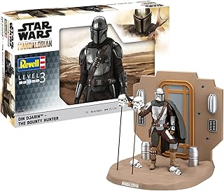 Revell 06784 Star Wars: The Mandalorian Din Djarin™ - The Bounty Hunter 1:9 Scale Unbuilt/Unpainted Plastic Model Kit with Diorama Base