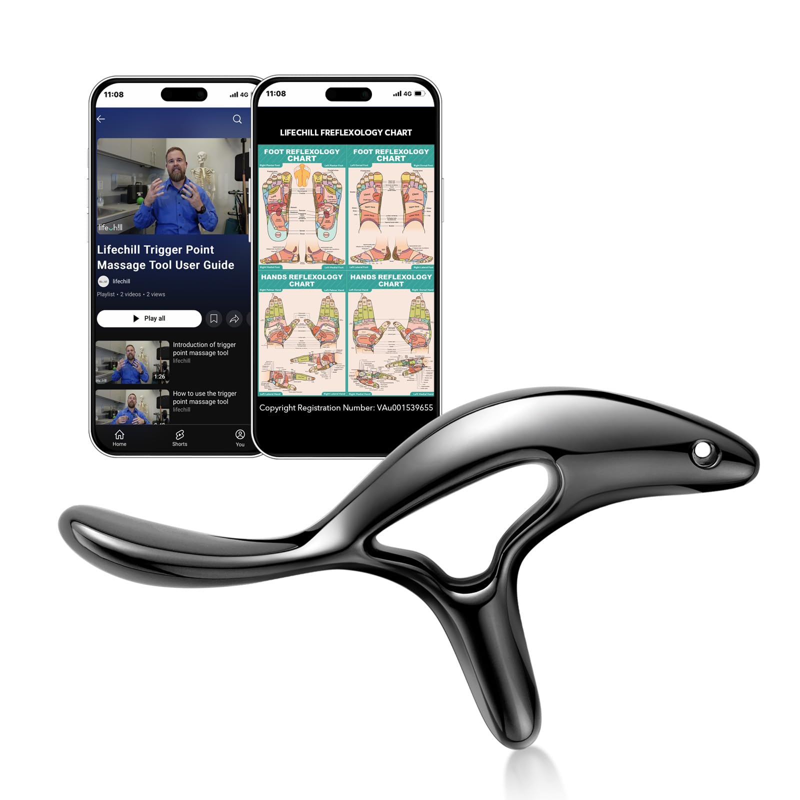 lifechill Trigger Point Massage Tool for Deep Tissue Pain Relief, Gua Sha & Muscle Scraper Tool for Full Body, Thumb Saver Acupressure Tool Relieve