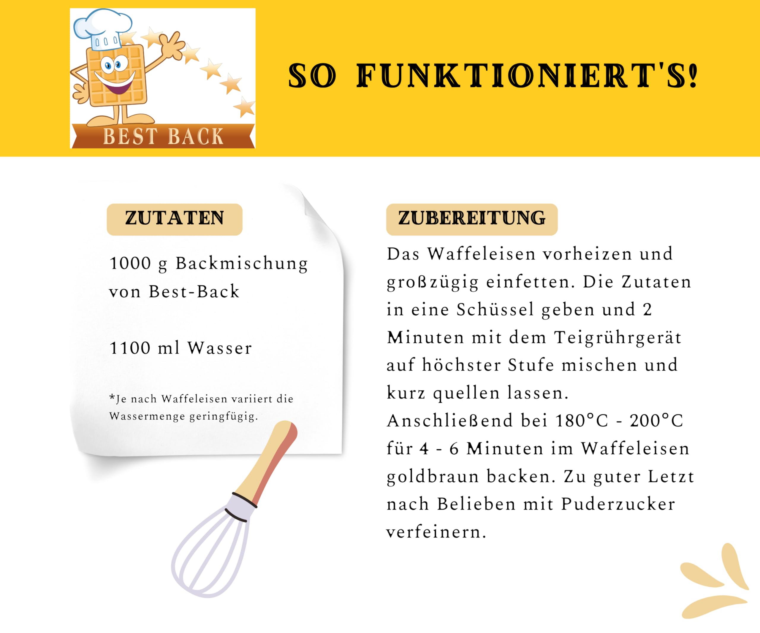 BEST BACK glutenfreier Waffelteig Backmischung 5 kg, 5er Pack (1 kg)