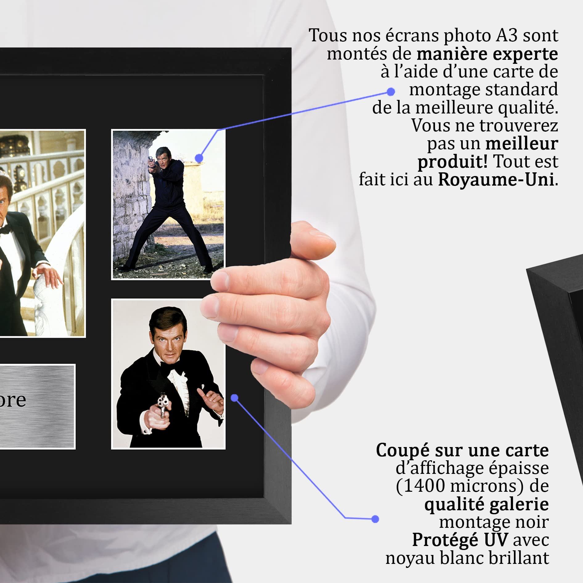HWC Trading FR A3 Roger Moore James Bond Cadeaux Imprimé Signé Autographe Photo pour les fans de cinéma - A3 Encadré