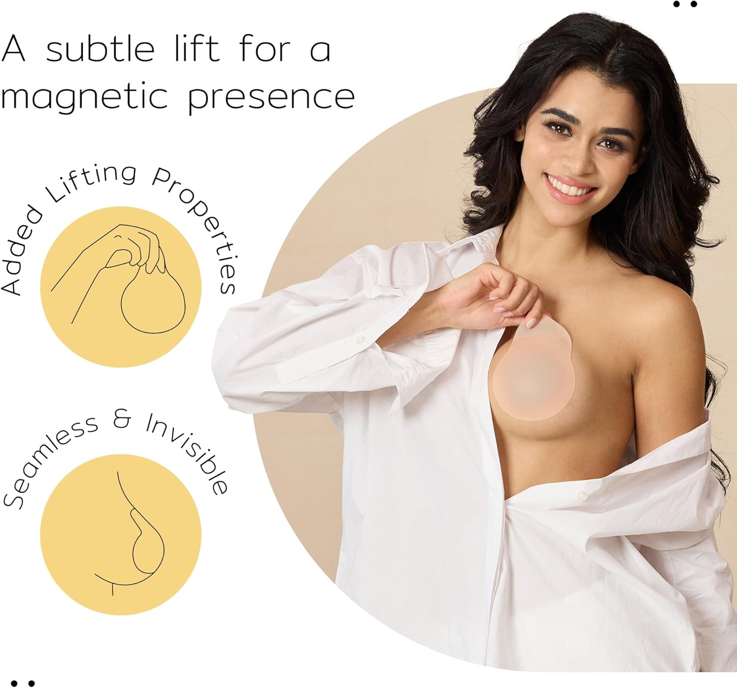 Niidor Nipple Covers for Women - Reusable Sticky Silicone Pasties With Lift - No Show Breast Petals - Circle Style Avaliable - Image 2