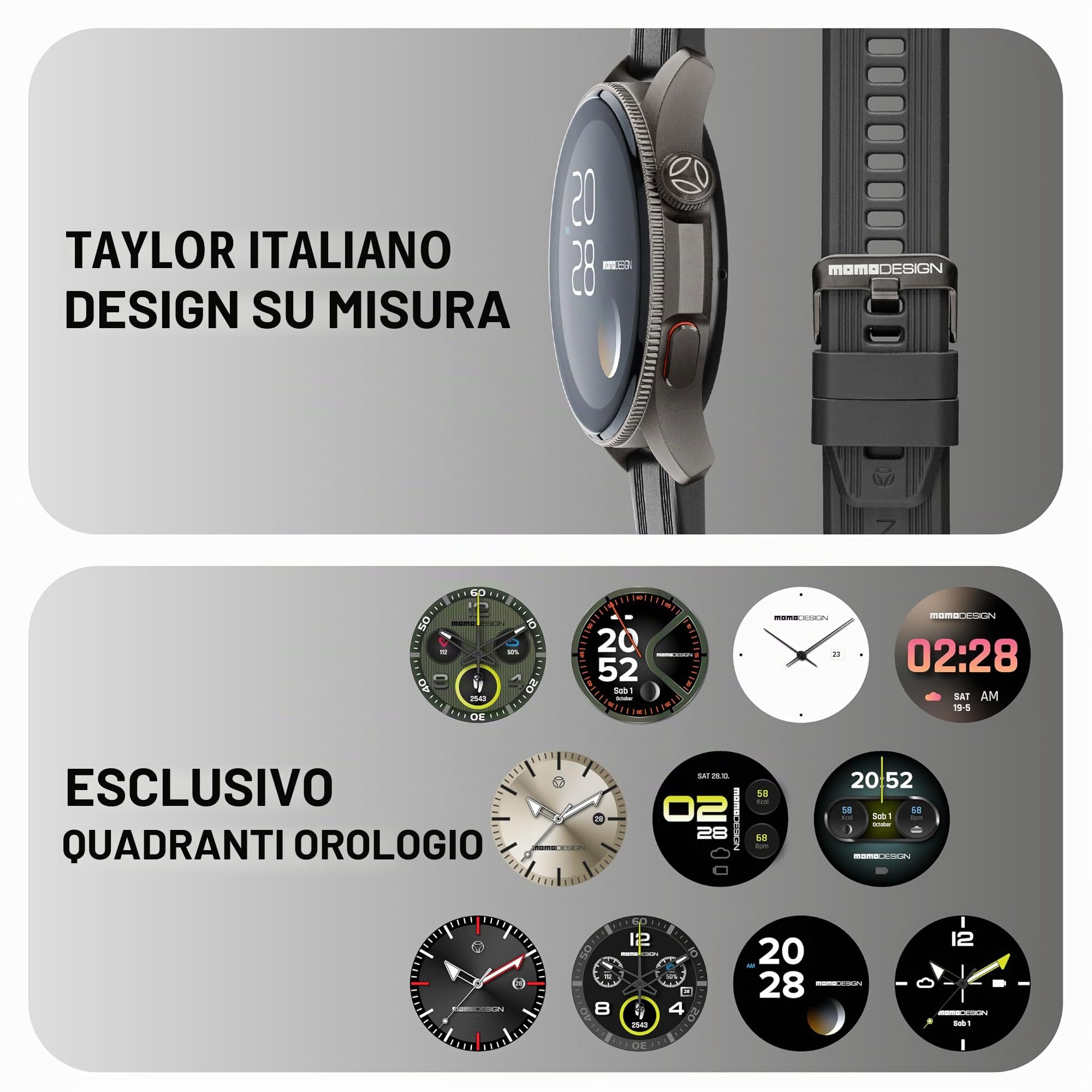MOMO Design - Smartwatch ZERO 1.43" - Display AMOLED - Cassa in alluminio - Chiamate Bluetooth e monitoraggio salute - Impermeabile e resistente alla polvere - Funziona con App MD TIME - Nero