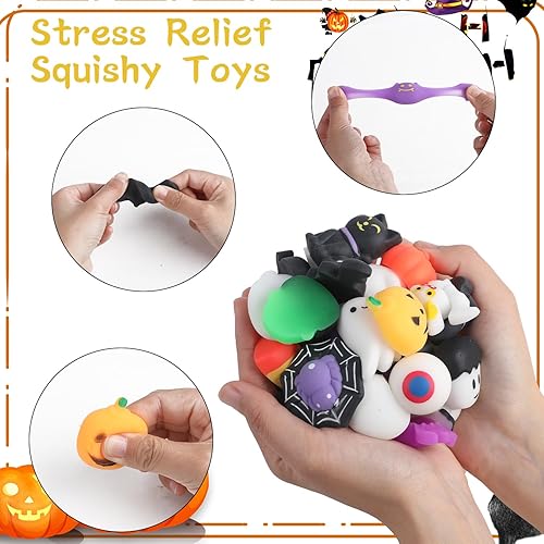 Miniatura 3 de SULOLI 36 juguetes blandos Mochi de Halloween, juguetes para apretar, alivio del estrés, paquetes de ansiedad, juguetes de Halloween, bolsas de