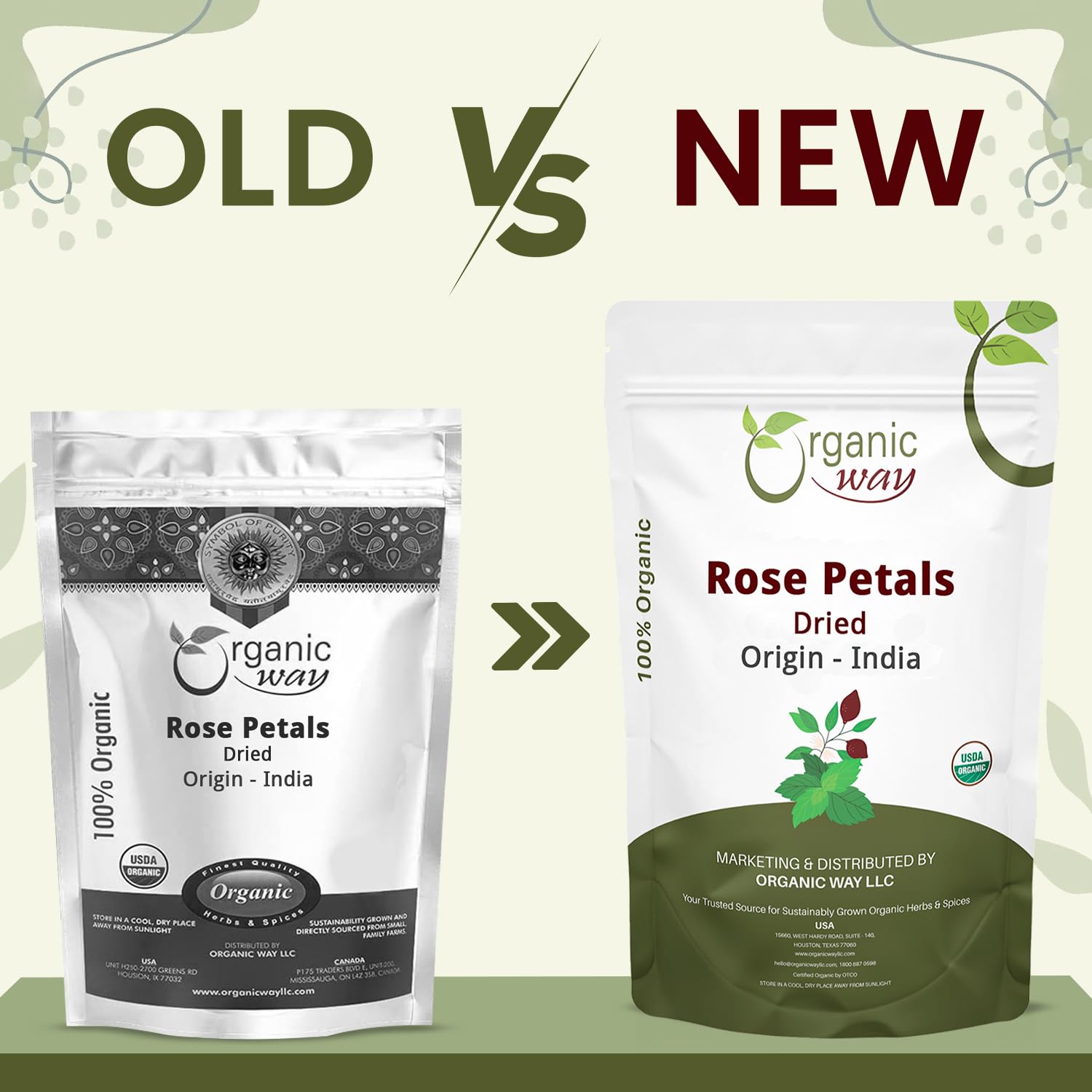 Organic Way Rose Petals Dried (Rosa Centifolia) - Pure, Edible & Fragrant for Tea | USDA & Kosher Certified |Vegan, Non GMO & Gluten Free | 100% Raw from India - India (1LBS / 16Oz.)