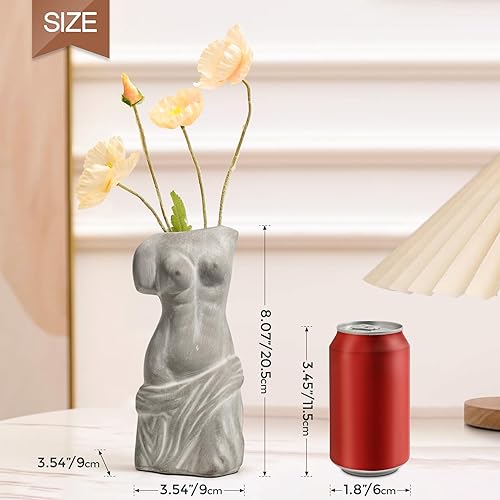 Miniatura 2 de Body Modern - Jarrón blanco de cerámica, jarrones de flores de cemento para decoración de sala de estar moderna, barthroom, comedor