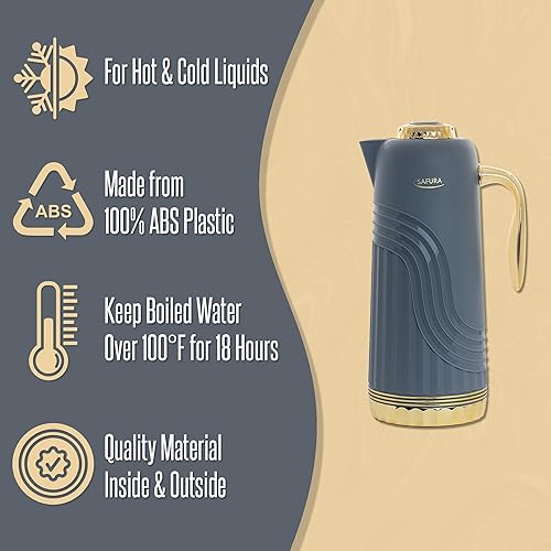 Miniatura 9 de SAFURA Jarra de café aislada  Termo de café al vacío para mantener líquidos calientes y fríos, doble pared aislada, termo de café caliente,
