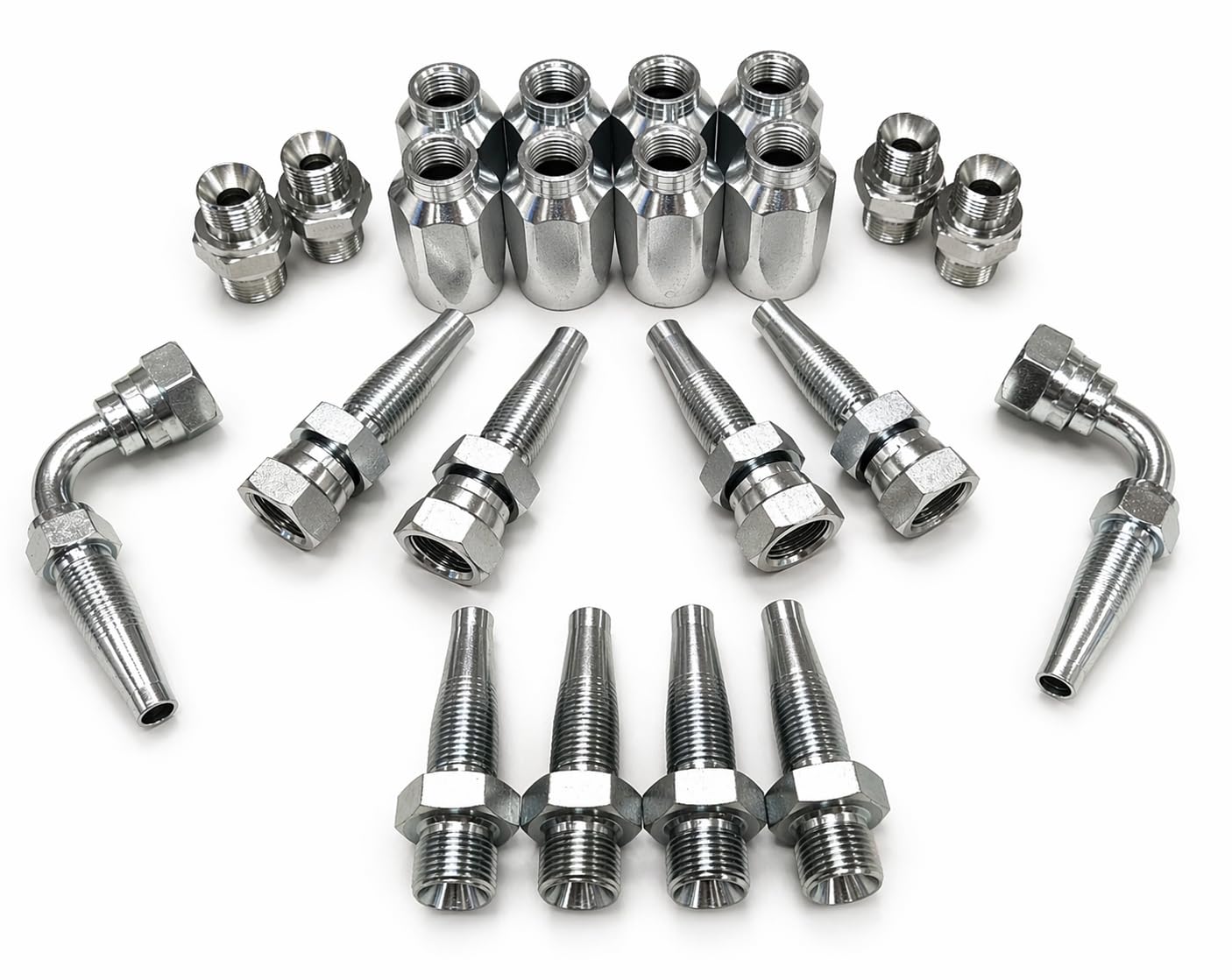 Delta-P Men's Silver Re-Usable Hydraulic Hose Fitting/Inserts Repair Kit 22 Pcs For 2 Wire Hose (1/2")