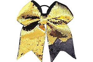 7 Inches Black Gold Cheer Bow for Girls Women