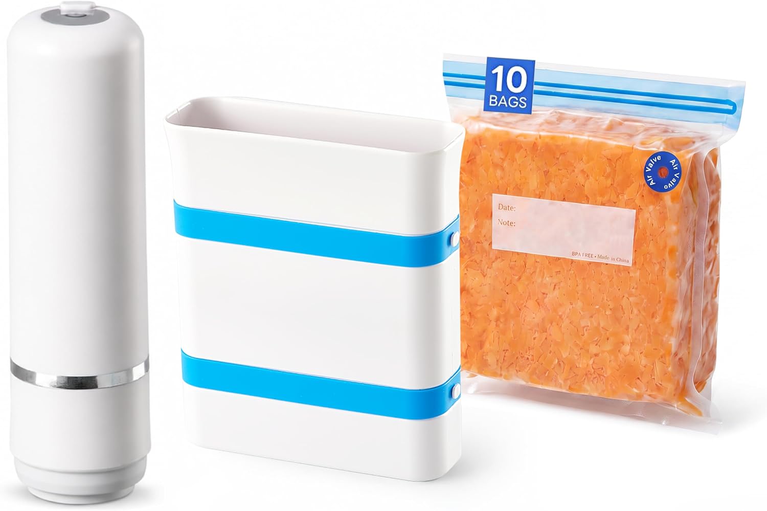 Freezer Food Block Maker Set, 6 Cup, with Vacuum Sealer & 10 Bags