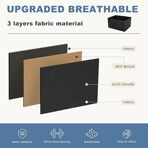 Miniatura 5 de DUMOS Mesita de noche con 2 cajones, mesita de noche pequeña con contenedores de tela extraíbles con marco de acero resistente, parte superior de