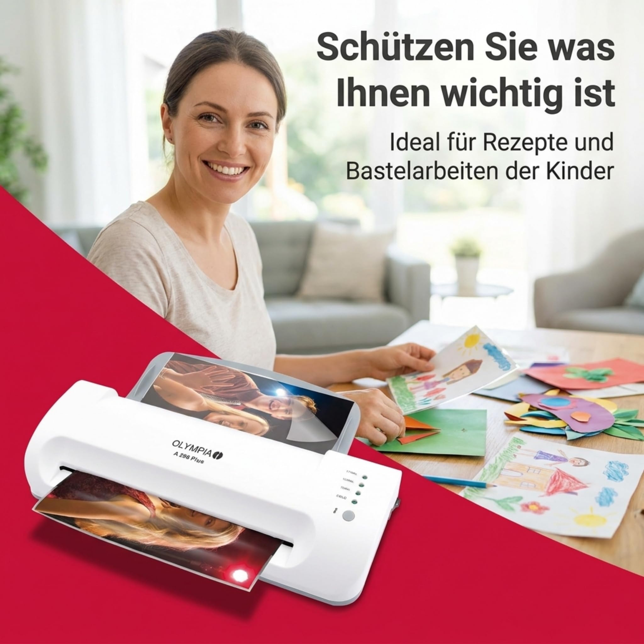 Olympia A 296 Plus maszyna do laminowania Backloader (80 – 175 mikronów, do DIN A4, wizytówki, laminator z folią, zestaw do laminowania na gorąco i na zimno)