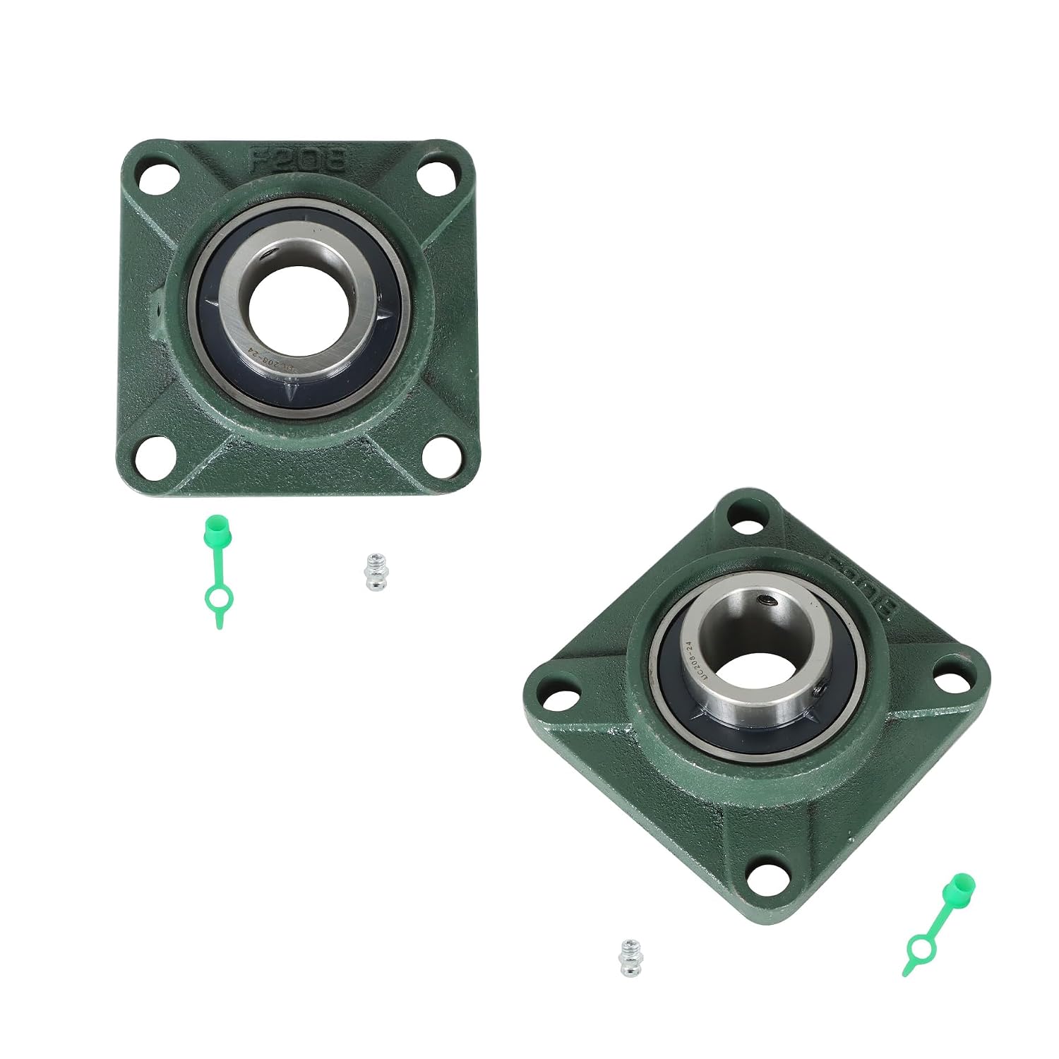 kimllier 2Pcs UCF208-24 1-1/2 Inch Bore Bearings Iron & Steel Self Alignment Pillow Block Bearings 4 Bolt Pillow Block Flange Bearing