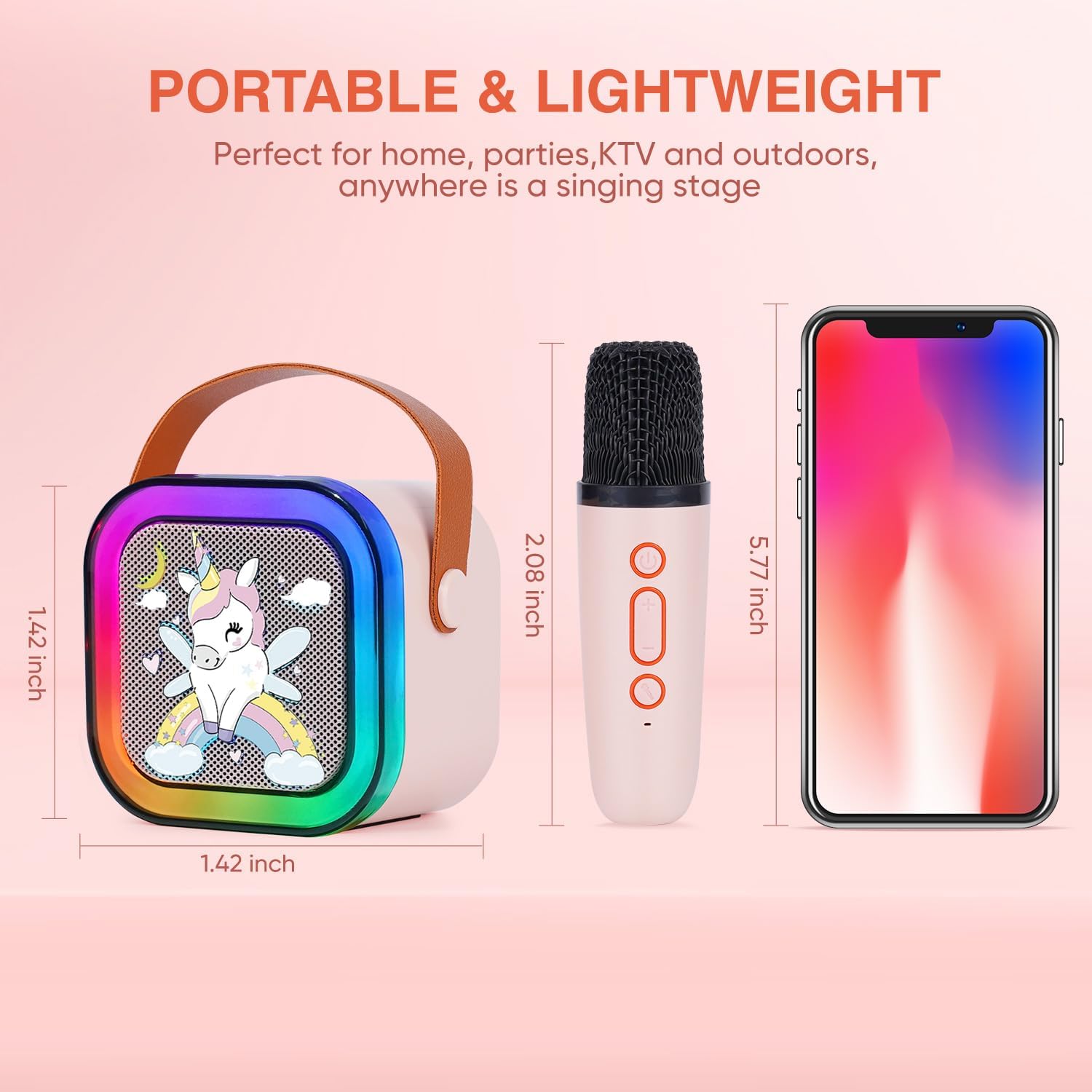 Portable and lightweight design with dimensions of speaker and microphone