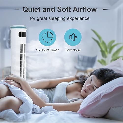 Miniatura 6 de Simple Deluxe Ventilador de torre oscilante de 43 pulgadas para dormitorio con control remoto y función de niebla, 12 velocidades, 3 modos,
