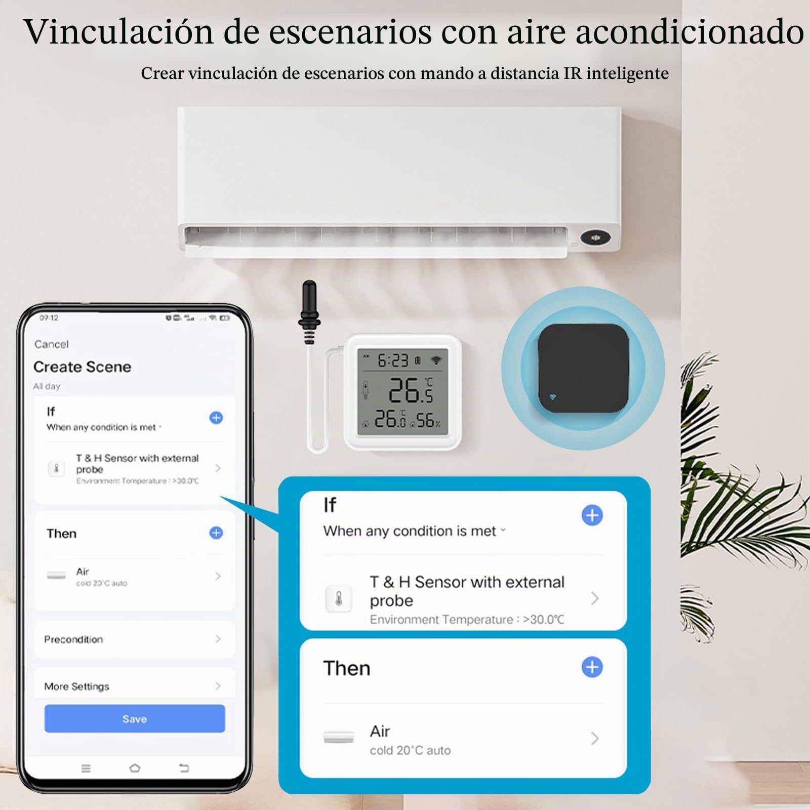 Termometro Digital Casa, Termometro Wifi App Alerta, Higrometro Digital Exportación de Datos Gratis Monitor de Termometro Nevera, Pecera, Acuarios, Termometro Bañera Bebe, Blanco 5.6 * 5.6 cm