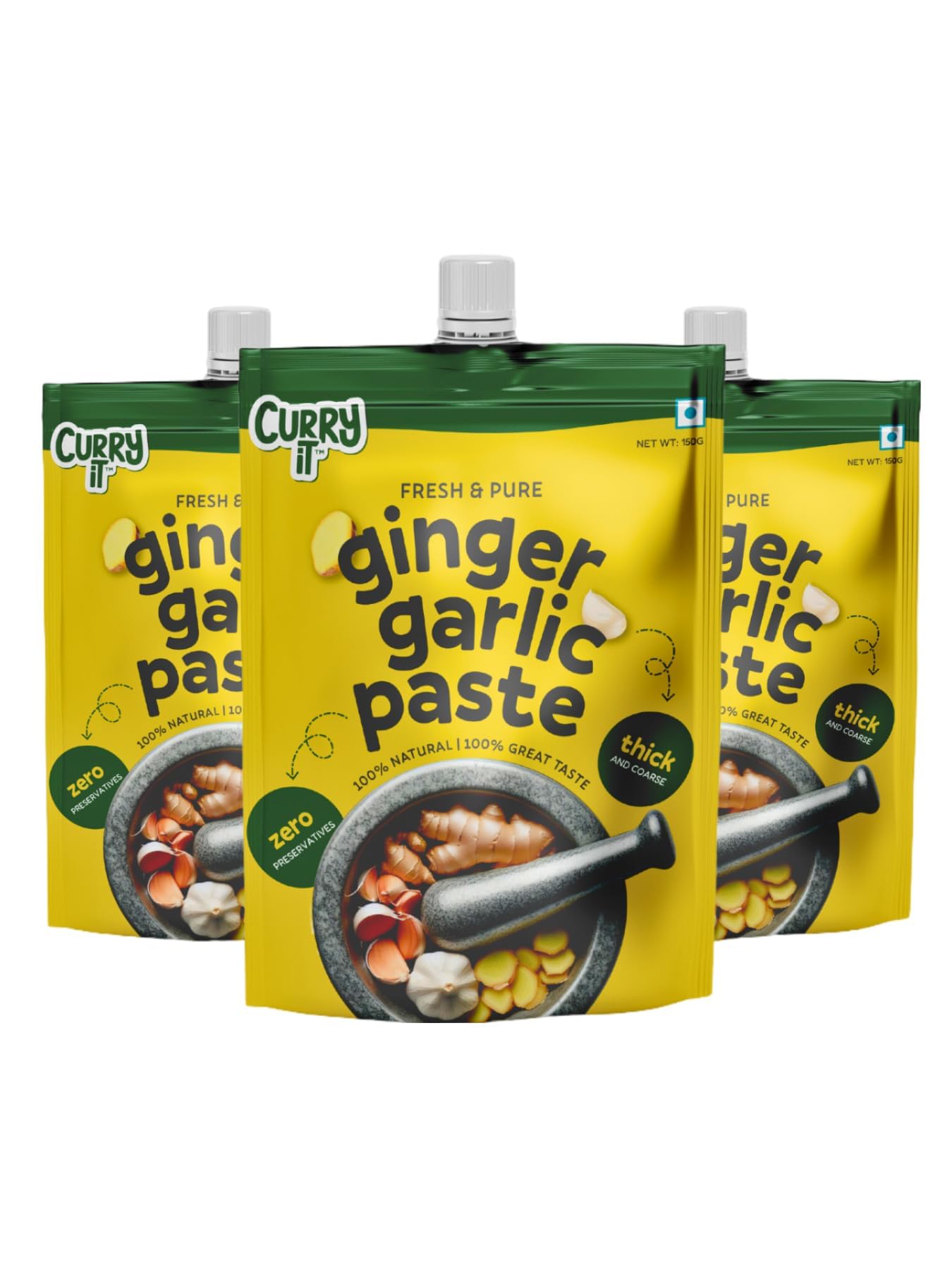 CURRYiT Preservative Free Ginger Garlic Paste 450g | Adrak Lahsun Paste for Cooking | Fresh & Pure | Homemade Taste & Quality | Thick & Coarse | Pack of 3 (B0DBYYS9Q7) Amazon Price History, Amazon Price Tracker