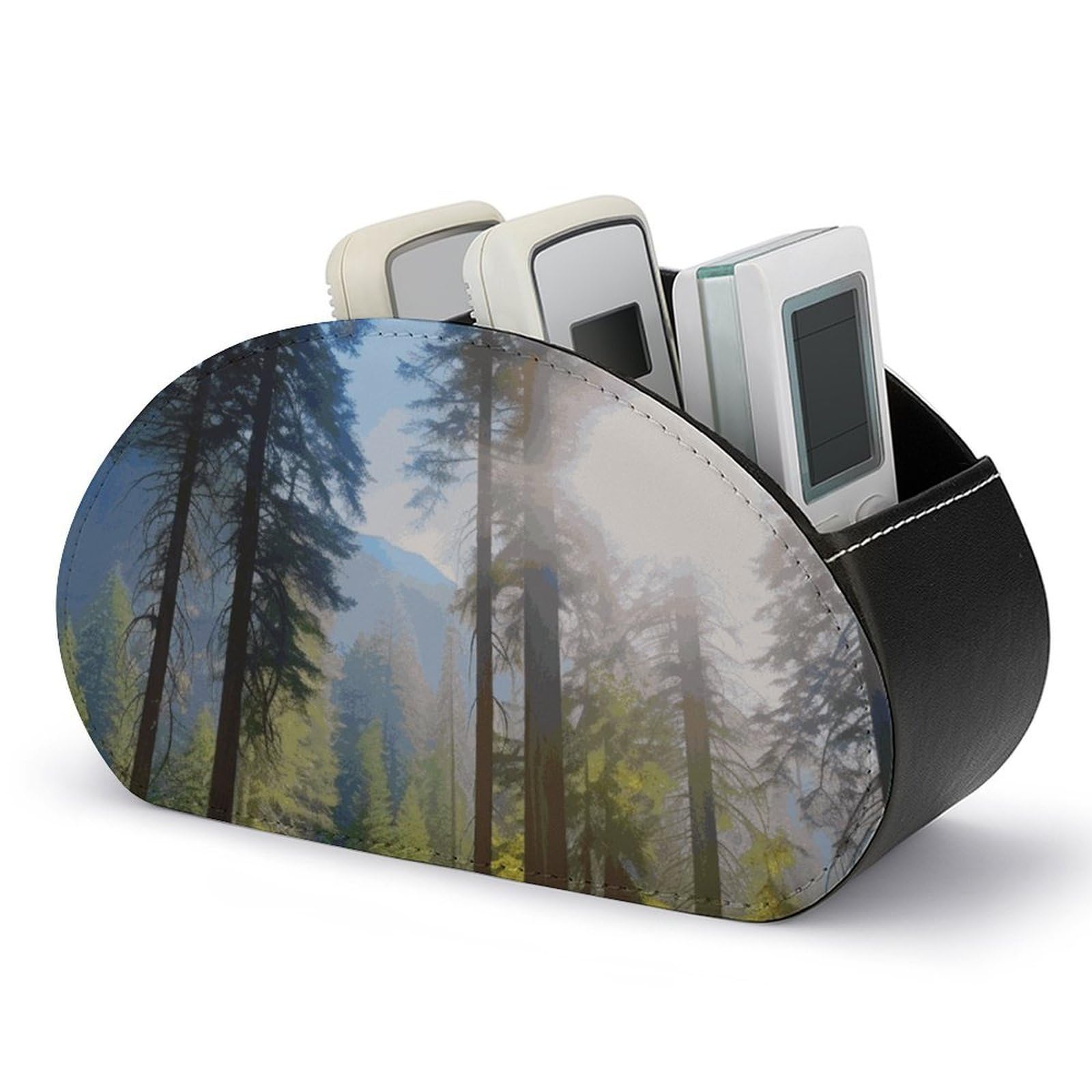 JTREHY - National Parks Remote Control Holder with 5 PU Leather Compartments, Multifunctional Computer Storage Box