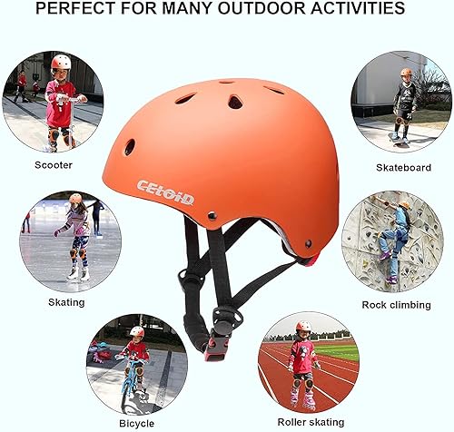 Miniatura 42 de Casco de bicicleta para niños, cascos de patineta para niños de 2 a 3 a 5 a 8 a 14 años, ajustable, multideporte, bicicleta, patinaje, fútbol, Negro