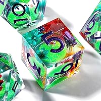 Vista 41 de Resin Cat Head DND Dice, Sharp Edge Dungeons and Dragons Polyhedron Game Dice Set for Role Playing Games RPG Explorer Magic, Holiday Birthday Gifts
