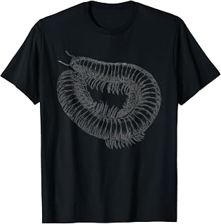 Terrarium Fan Shirts Giant Millipedes, Invertebrates, Drawing Terrarium T-Shirt - Black, Small, Unisex-Adult, Short Sleeve